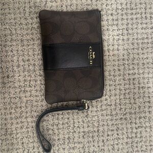 Coach Signature Brown and Black Wristlet
